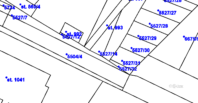 Parcela st. 5527/14 v KÚ Březí u Mikulova, Katastrální mapa