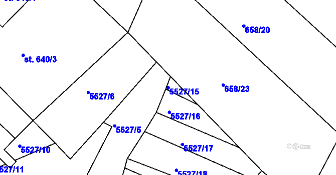Parcela st. 5527/15 v KÚ Březí u Mikulova, Katastrální mapa