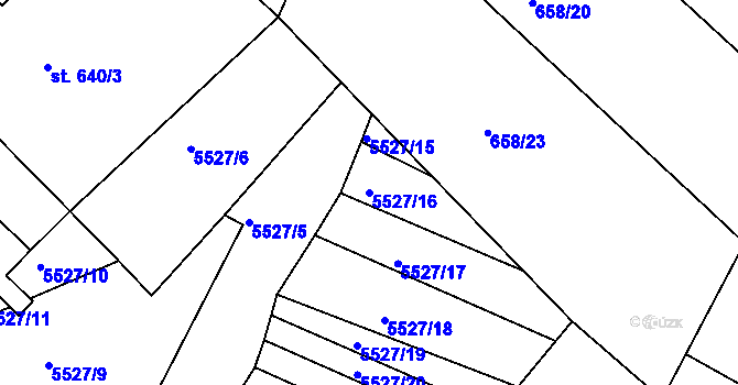 Parcela st. 5527/16 v KÚ Březí u Mikulova, Katastrální mapa