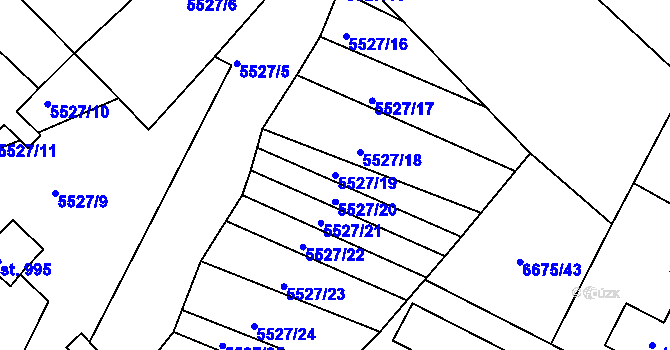 Parcela st. 5527/19 v KÚ Březí u Mikulova, Katastrální mapa