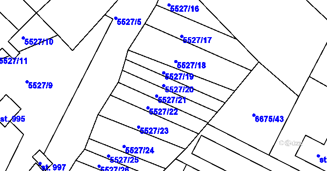 Parcela st. 5527/20 v KÚ Březí u Mikulova, Katastrální mapa