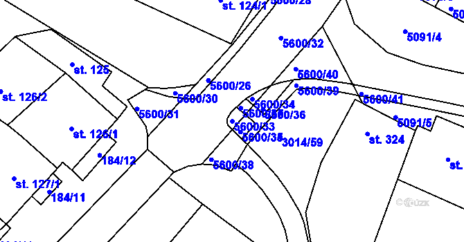 Parcela st. 5600/33 v KÚ Březí u Mikulova, Katastrální mapa