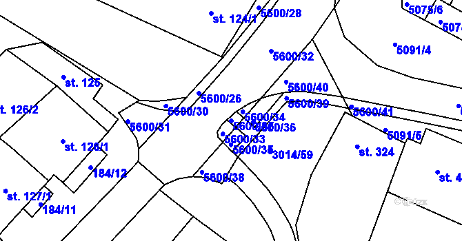 Parcela st. 5600/37 v KÚ Březí u Mikulova, Katastrální mapa
