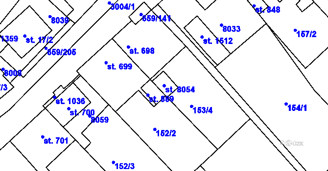 Parcela st. 8054 v KÚ Březí u Mikulova, Katastrální mapa