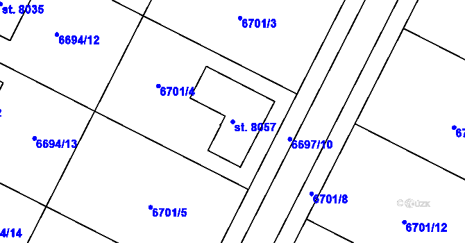 Parcela st. 8057 v KÚ Březí u Mikulova, Katastrální mapa