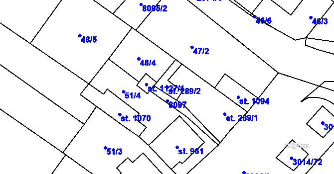 Parcela st. 289/2 v KÚ Březí u Mikulova, Katastrální mapa