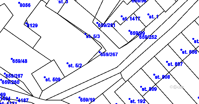 Parcela st. 659/267 v KÚ Březí u Mikulova, Katastrální mapa