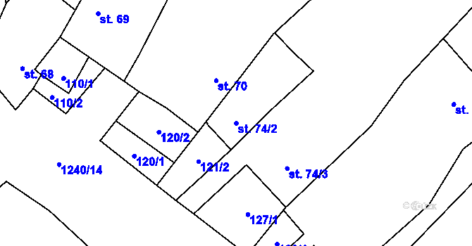 Parcela st. 74/2 v KÚ Březí u Osové Bítýšky, Katastrální mapa
