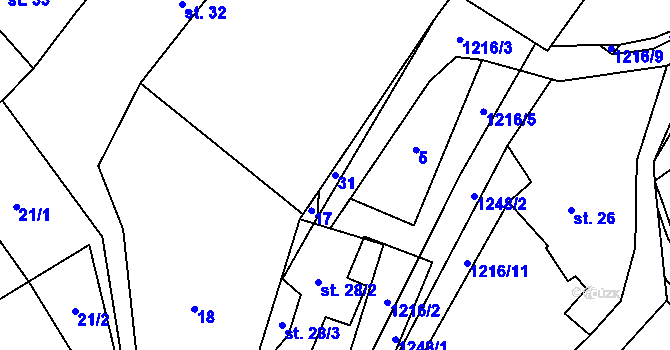 Parcela st. 31 v KÚ Březí u Osové Bítýšky, Katastrální mapa