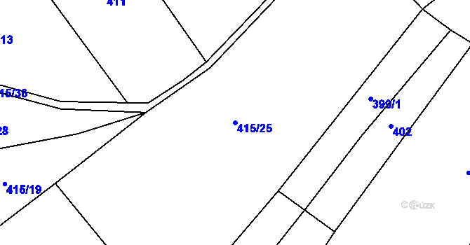 Parcela st. 415/25 v KÚ Březí u Osové Bítýšky, Katastrální mapa