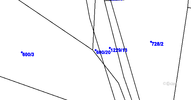 Parcela st. 600/20 v KÚ Březí u Osové Bítýšky, Katastrální mapa