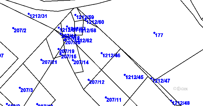 Parcela st. 1212/46 v KÚ Březí u Osové Bítýšky, Katastrální mapa