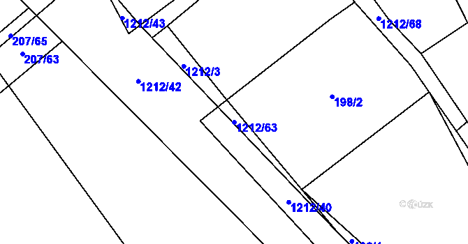 Parcela st. 1212/63 v KÚ Březí u Osové Bítýšky, Katastrální mapa