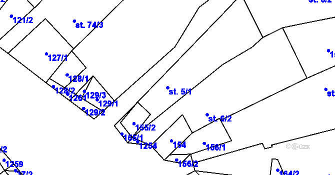 Parcela st. 5/1 v KÚ Březí u Osové Bítýšky, Katastrální mapa