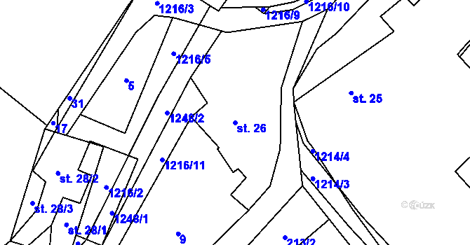 Parcela st. 26 v KÚ Březí u Osové Bítýšky, Katastrální mapa