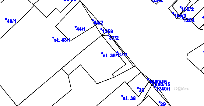 Parcela st. 39/1 v KÚ Březí u Osové Bítýšky, Katastrální mapa