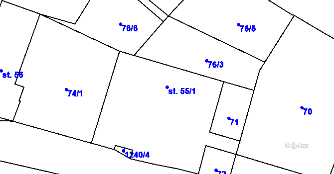 Parcela st. 55/1 v KÚ Březí u Osové Bítýšky, Katastrální mapa