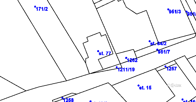 Parcela st. 77 v KÚ Březí u Osové Bítýšky, Katastrální mapa