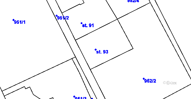 Parcela st. 93 v KÚ Březí u Osové Bítýšky, Katastrální mapa