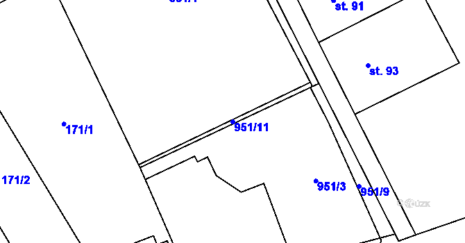 Parcela st. 951/11 v KÚ Březí u Osové Bítýšky, Katastrální mapa