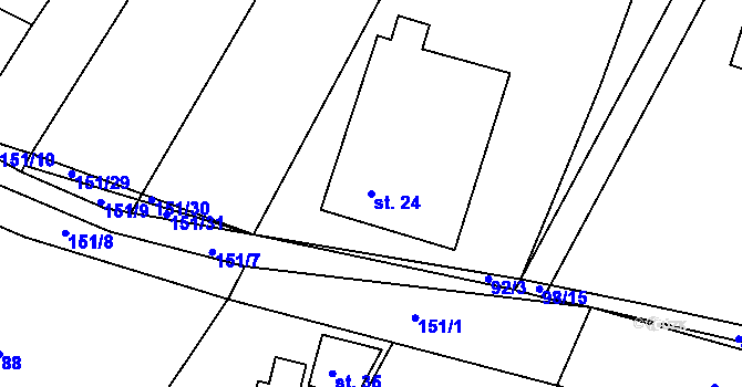 Parcela st. 24 v KÚ Ondrušky, Katastrální mapa