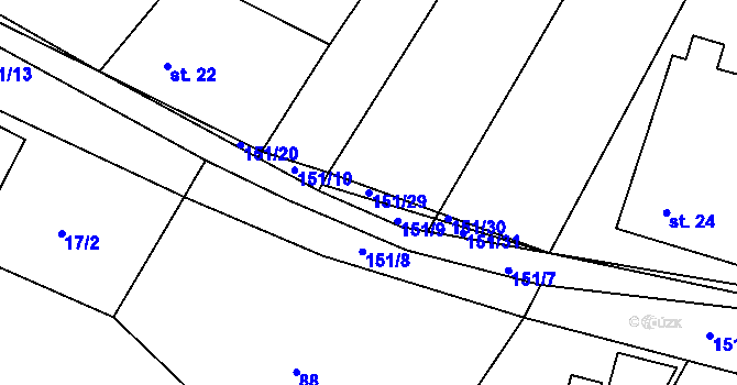 Parcela st. 151/29 v KÚ Ondrušky, Katastrální mapa