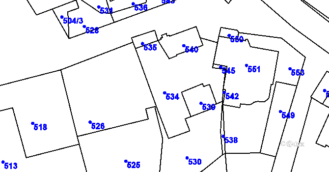 Parcela st. 20/1 v KÚ Březí nad Oslavou, Katastrální mapa