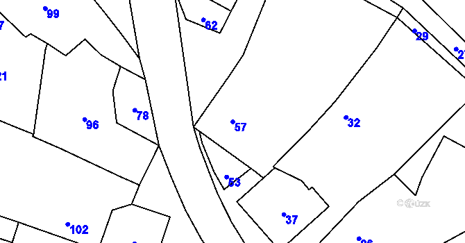 Parcela st. 57 v KÚ Březí nad Oslavou, Katastrální mapa