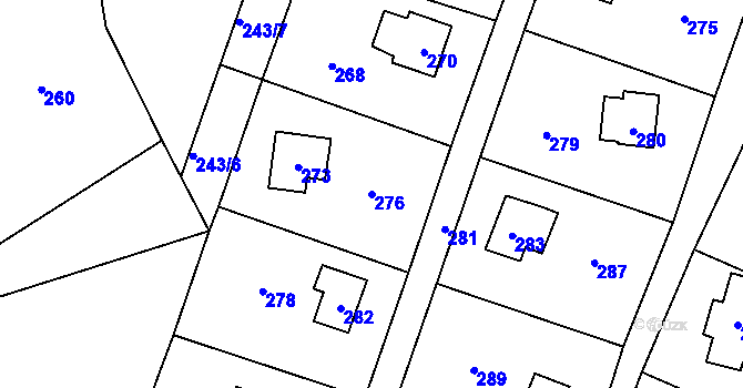 Parcela st. 276 v KÚ Březí nad Oslavou, Katastrální mapa