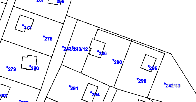 Parcela st. 286 v KÚ Březí nad Oslavou, Katastrální mapa