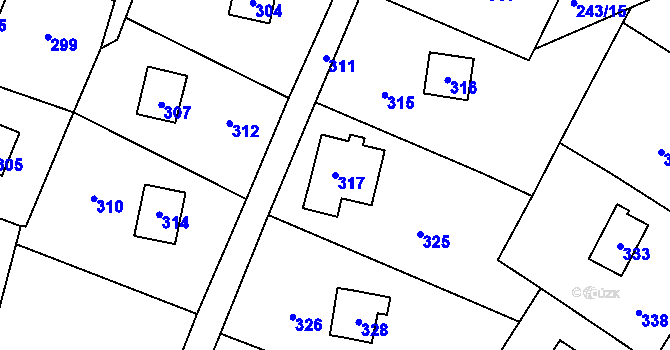 Parcela st. 317 v KÚ Březí nad Oslavou, Katastrální mapa