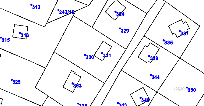 Parcela st. 331 v KÚ Březí nad Oslavou, Katastrální mapa