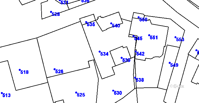 Parcela st. 534 v KÚ Březí nad Oslavou, Katastrální mapa