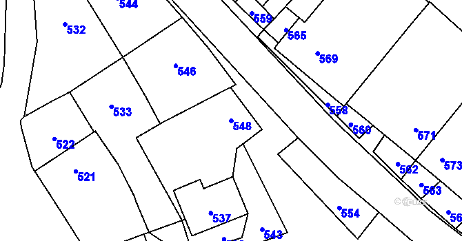Parcela st. 548 v KÚ Březí nad Oslavou, Katastrální mapa