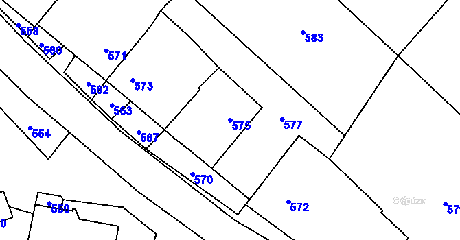 Parcela st. 575 v KÚ Březí nad Oslavou, Katastrální mapa