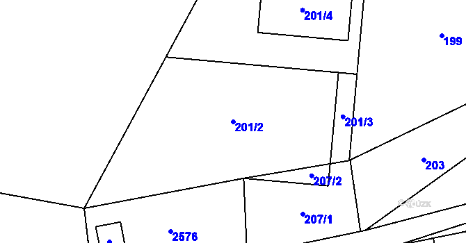 Parcela st. 201/2 v KÚ Březí nad Oslavou, Katastrální mapa