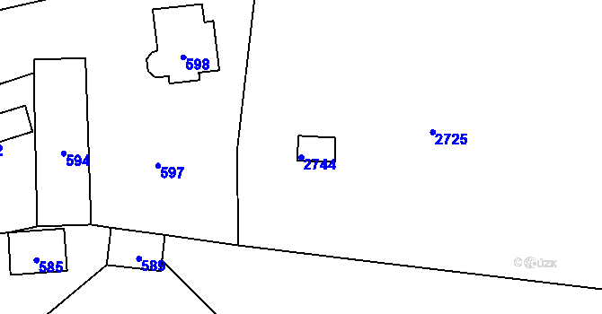 Parcela st. 2744 v KÚ Březí nad Oslavou, Katastrální mapa