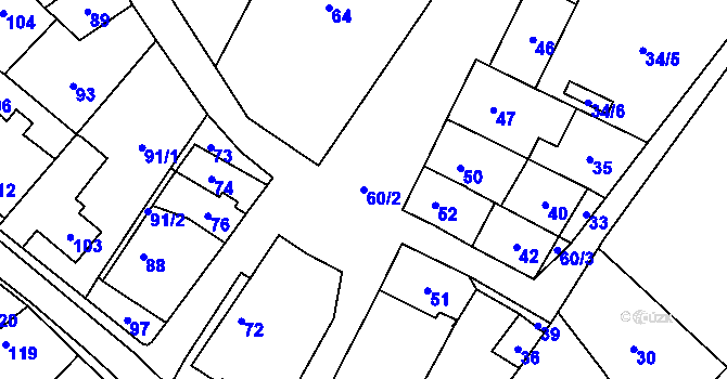 Parcela st. 60/2 v KÚ Březí nad Oslavou, Katastrální mapa