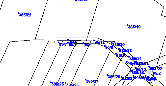 Parcela st. 95/8 v KÚ Knín, Katastrální mapa