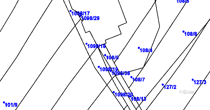 Parcela st. 108/5 v KÚ Kočín, Katastrální mapa
