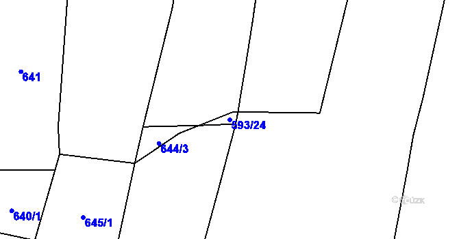 Parcela st. 593/24 v KÚ Kočín, Katastrální mapa