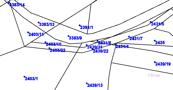 Parcela st. 2439/21 v KÚ Zvěrkovice u Týna nad Vltavou, Katastrální mapa