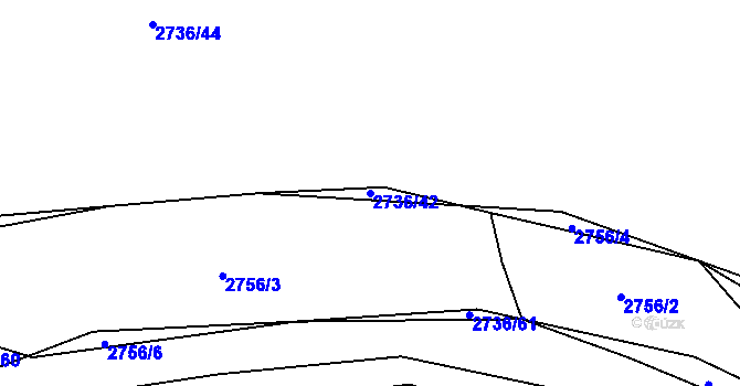 Parcela st. 2736/42 v KÚ Zvěrkovice u Týna nad Vltavou, Katastrální mapa