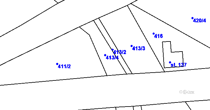 Parcela st. 413/4 v KÚ Březina u Mnichova Hradiště, Katastrální mapa