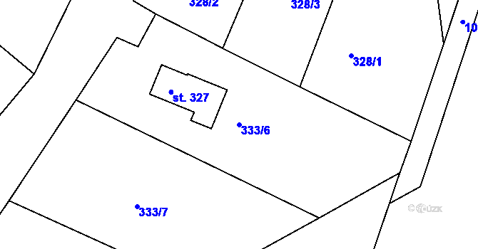 Parcela st. 333/6 v KÚ Březina u Mnichova Hradiště, Katastrální mapa