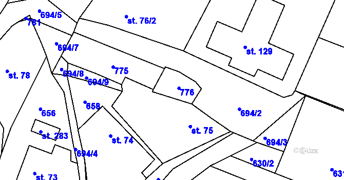 Parcela st. 76/3 v KÚ Olšina, Katastrální mapa