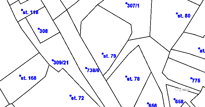 Parcela st. 79 v KÚ Olšina, Katastrální mapa