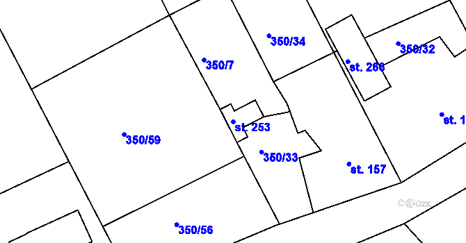 Parcela st. 253 v KÚ Olšina, Katastrální mapa