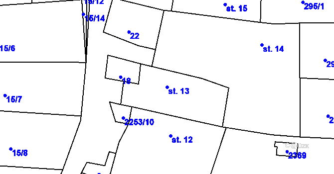 Parcela st. 13 v KÚ Březina u Deštné, Katastrální mapa