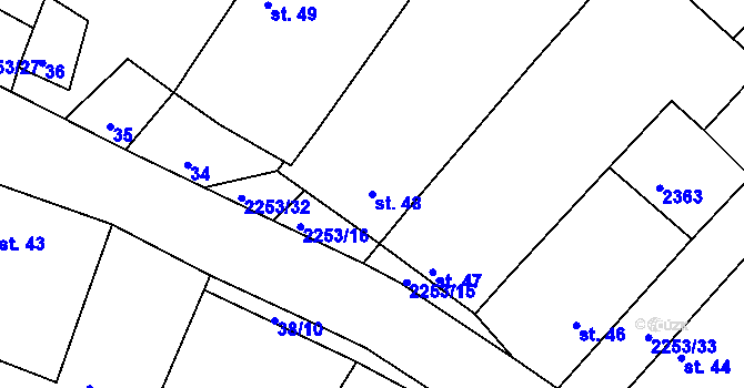 Parcela st. 48 v KÚ Březina u Deštné, Katastrální mapa